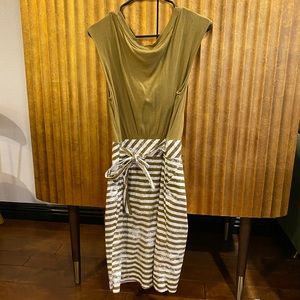 Anthropologie Little Yellow Button Green Dress